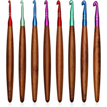 Crochet Hooks 8 PCS, 3mm-7mm Ergonomic Crochet Hook Set, Aluminum Crochet Hook with Wooden Handle, Crochet Needles