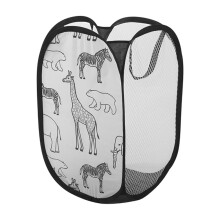 48x30x30cm Collapsible Mesh Laundry Hamper with Handles, Giraffe Design – Compatible with Nursery & Baby Rooms