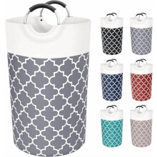 Large Collapsible Laundry Basket (82L, Grey) – Waterproof, Tall with Handles, for Dorm, Travel & Home Use