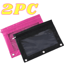 3-reikäinen vetoketjullinen penaali, läpinäkyvä PVC-kangas, 2 kpl