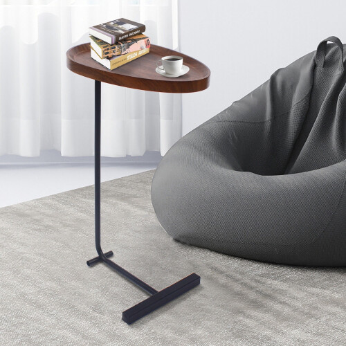 Walnut End Table Modern Small Side Coffee Table Round Home Sofa Table Bedroom