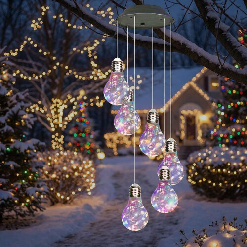 Solar Wind Chime with Coloured Bulbs Outdoor Decor