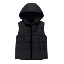 Kids' Solid Hooded Vest, Sleeveless Warm Outerwear for Fall/Winter – Compatible with Boys & Girls 3-11 Yrs (Black, Size 3Y)