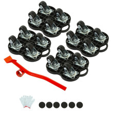 4-Pcs Brake-Equipped Moving Tool Set for Transporting Large Items Portable Furniture Moving Tool for Bulky Goods Black