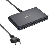 Ultraslanke 455W GaN-Bureaulader 5C2A met Meerdere Poorten voor Snelladen van Telefoons en Tablets en Diverse Apparaten, EU-Stekker
