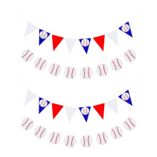 Baseball Party Banner Set – Red White Blue, 4-Piece
