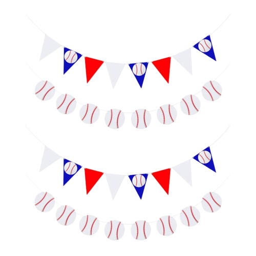 Baseball Party Banner Set – Red White Blue, 4-Piece
