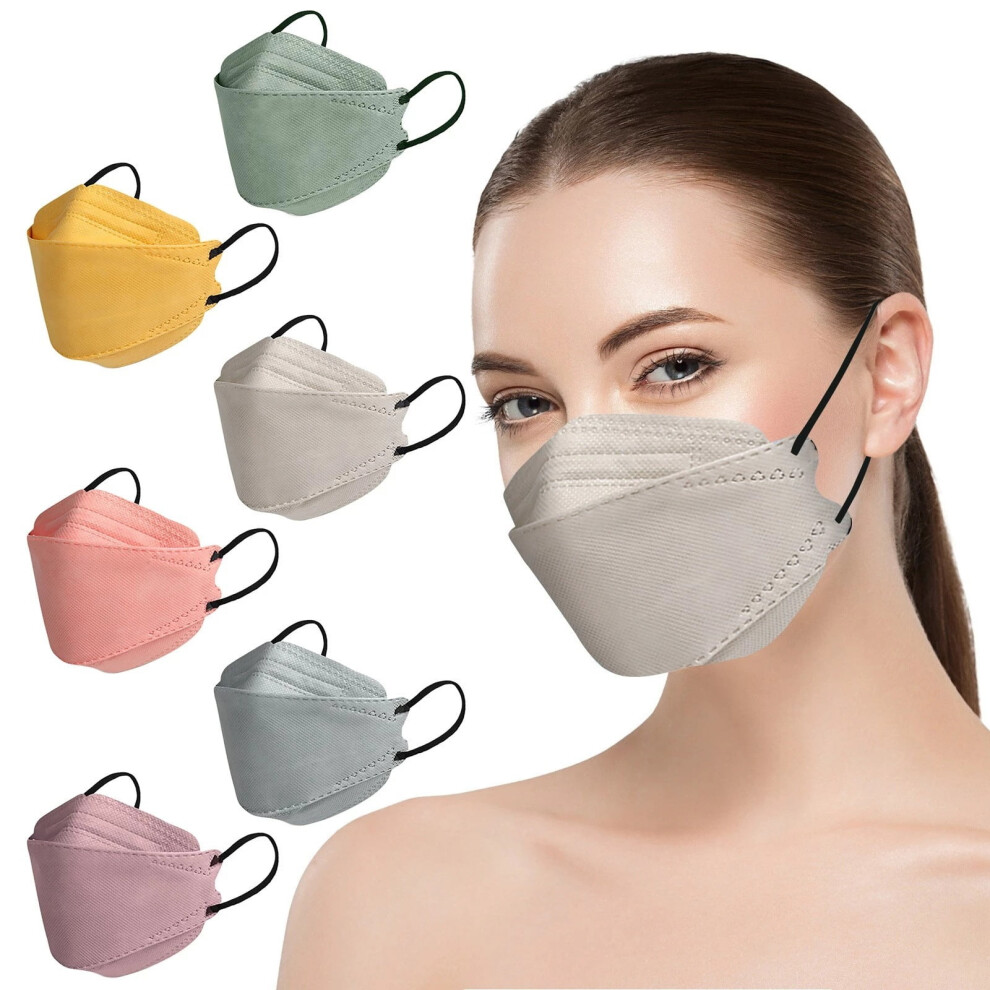 50Pcs Kn95 Face Masks Fish Mask Adult Colorful Mask 4 Layer Protective Masks Kf94 Masks,Random Color 9422877306886