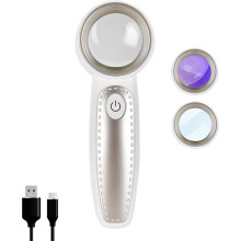 Champagne Color 35X Handheld Magnifier with UV&LED Lights Jeweler Loups Magnifying Glass,for Gemstones Jewelry