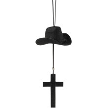 Cowboy Hat Car Charm, Wooden Car Rear View Mirror Hanging, Hat Country Pendant Hanger for Car,Decor A