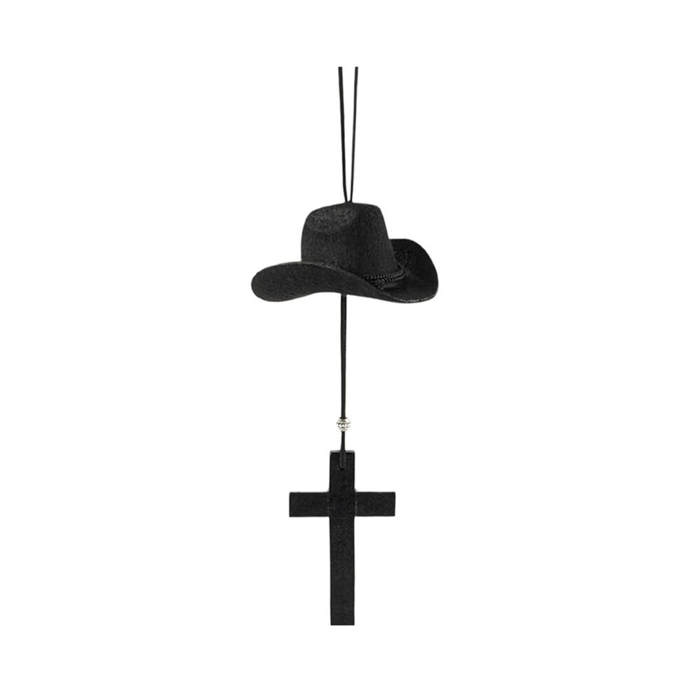 Cowboy Hat Car Charm, Wooden Car Rear View Mirror Hanging, Hat Country Pendant Hanger For Car,Decor A 4713464835267