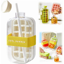 Silicone Ice Cube Bottle with Lid and Bin