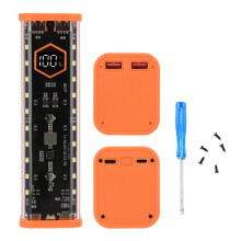 Caixa para Armazenamento de Baterias 8x21700 DIY com Display Digital, Carregador Rápido USB Duplo e Interface Tipo C.