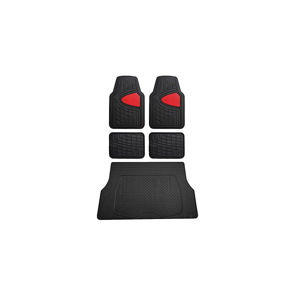 All-Weather Rubber Car Floor Mats With Cargo Liner Red/Black 9132278139098