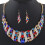 Conjunto feminino de colar e brincos com pingente espiral de strass 1
