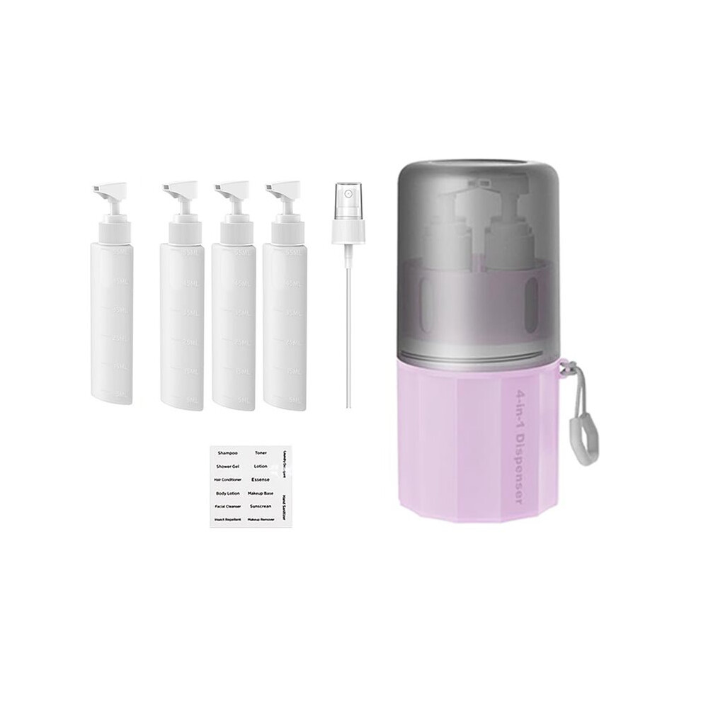 4in1 Travel Bottles Set, Vacuum Silicone Suction Cup for Smooth Walls, Leak Proof Travel Size Containers +