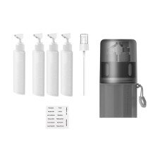 4in1 Travel Bottles Set, Vacuum Silicone Suction Cup for Smooth Walls, Leak Proof Travel Size Containers Grey