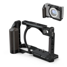PULUZ Camera Cage Stabilizer Rig for  ZR Wood Handle Metal Camera Cage Protective Frame with Screw Hole Locating Interface