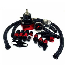 Universal Adjustable Fuel Pressure Regulator with Gauge+AN6 Fuel Hose+Fittings End Kit Oil Pressure Regulator Kit