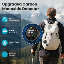 Portable Carbon Monoxide Detector Air Quality Analyzer CO Monitor Audible Visual Alarms for Hotel Camping Car RV Home B