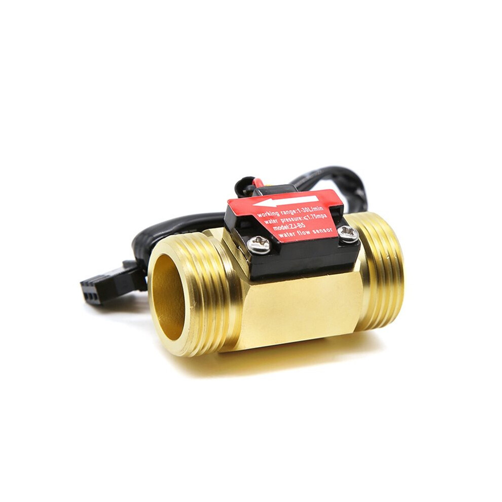 Water Flow Sensor Hall Effect Flow Meter Liquid Flow Rate Sensor Brass Flow Digital Monitoring Detector Zj-B5 4713989144776