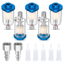 Air Compressor Oil-Water Separator Filter 1/4" NPT Inlet/Outlet Spray Filter Water-Oil Separator for Paint Air Pipes