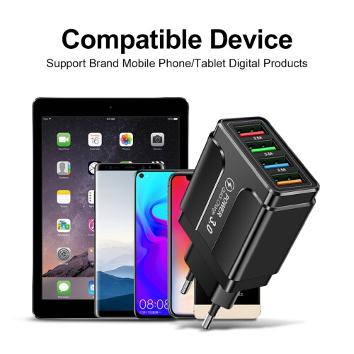 Γρήγορος φορτιστής USB 5.1A48W Γρήγορη φόρτιση 4.0 3.0 Universal Wall Adapter Ταξιδιού, Φορτιστής 2