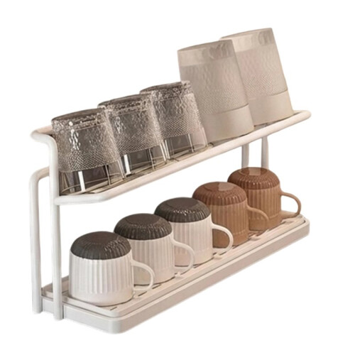 Cup Holder, Storage Rack,Dining Table, Countertop, Glass Cup, Tea Cup,Coffee Cup, Double-Layer Drain Tray Holder