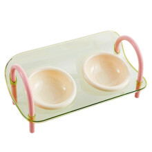 Double Bowls Pet High Footed Bowl Non-Slip Adjustable Height Elevated Pet Feeder Bowl Anti-Flip Protect Cervical Spine
