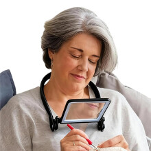 Hands-Free Magnifying Glass with Light, Neck Wear Page Magnifier for Reading, Rechargeable with Adjustable LED