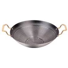 Stainless Steel Stove Pot 28cm with Handle Dry Boiler Non Stick Honeycomb Wok Household