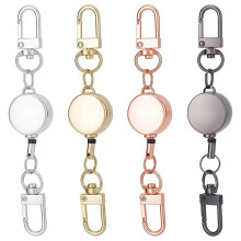 4 PCS Retractable Keychain with Double Hook, Badge Holder, and Stretchable Lanyard in Multiple Colors