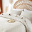 Queen Quilt Bedding Set Light Beige Microfiber Floral 1 2