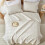 Queen Quilt Bedding Set Light Beige Microfiber Floral 1 3