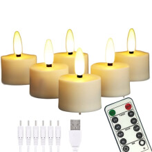 Rechargeable Small Flameless Tea Light Candles with Remote Function, LED Votive 2/4/6/8 Hours Timer 1.5" X2.17"