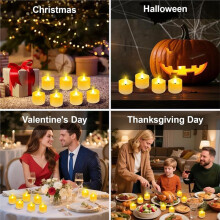 Rechargeable Tea Lights Candles 12pcs Flameless Flickering Candles with Remote Control Timer & Charging Base, Decoration
