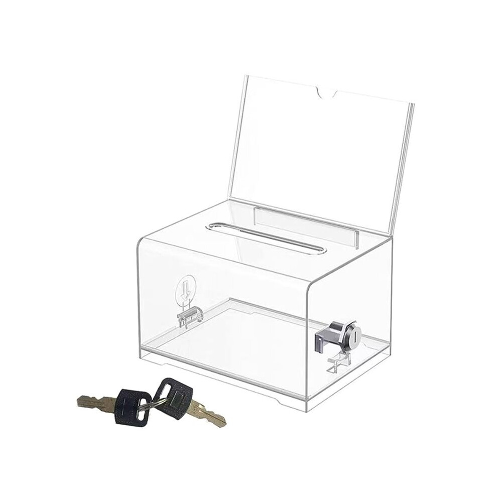 Saudism Durable Tip Jar Voting Plastic Container With Lock And Sign Holder Suggestion Box Acrylic Solid Ballot Box