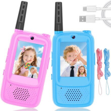 1Pair Video Walkie Talkies for Kids Rechargeable Kids Walkie Talkies Long Range Birthday Toys Gifts for 3-12 Year