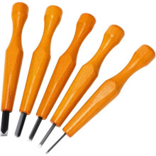5 Pcs Carving Tools Set - Flat Linoleum & Wood Carving Knifes Chisel V Shaped Tools for Linocut Printmaking