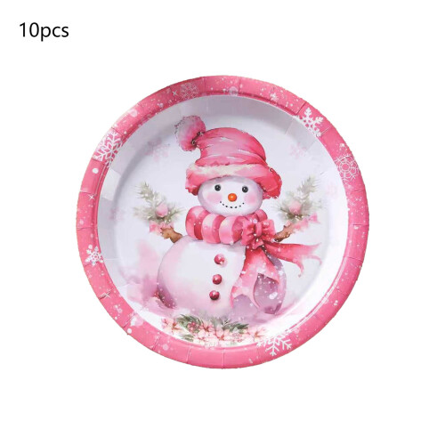 Roze wegwerp kerstbordjes (10 stuks) 1