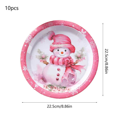 Roze wegwerp kerstbordjes (10 stuks) 2