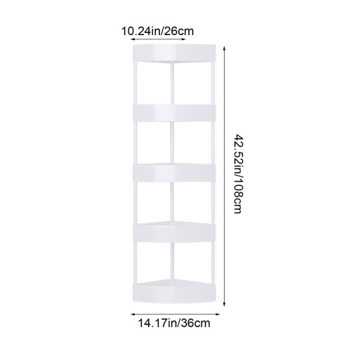 Estantería de baño independiente de 5 niveles con esquina triangular 2