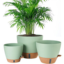 8/10/12 Inch Self Watering Pots for Indoor/Outdoor Plants - Large Plastic Planter with Drainage Holes, Water Level