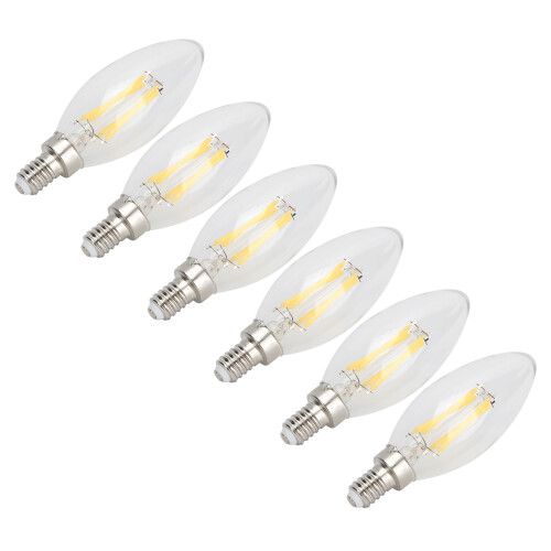 6-pak LED-kertepærer C35, E14-fatning, 4W4000K 2