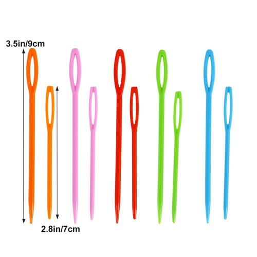 Plastic Sewing Needles Colorful Large Hole 100 pcs 2