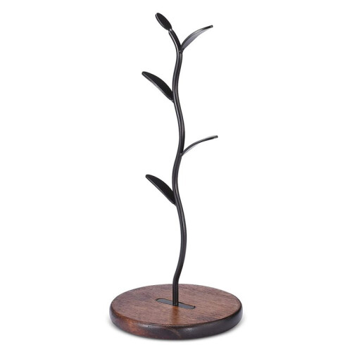 Countertop Mug Tree Stand - Coffee Cup Display & Storage Rack, Kitchen Counter Organizer, Black (Single Row)