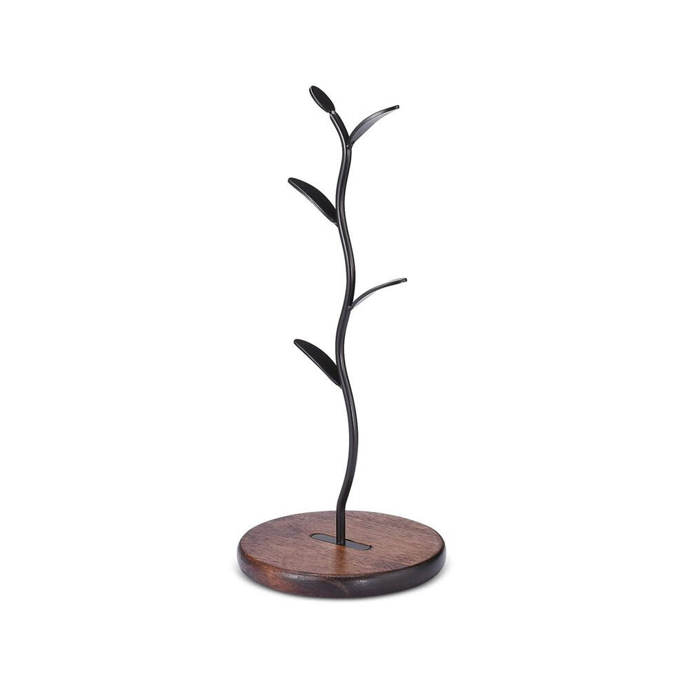 Tauoh Countertop Mug Tree Stand - Coffee Cup Display & Storage Rack, Kitchen Counter Organizer, Black (Single Row)
