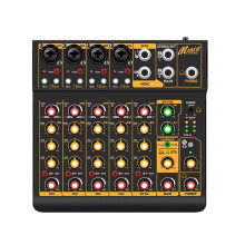 6 6-Kanal-Audiomixer DJ-Mixer mit 5.0 OTG Reverb 48V Soundkarte für PC-Aufnahme, Live-Mixing, EU-Stecker
