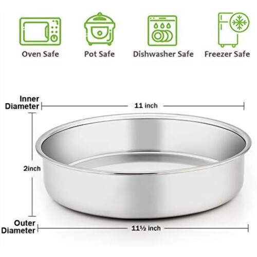 Conjunto de 3 formas redondas de aço inoxidável para bolo, 28 cm (11 polegadas) 1
