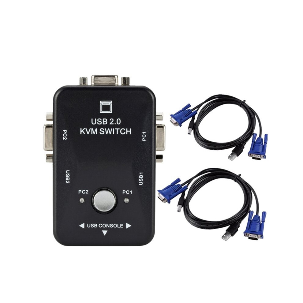 Photos - KVM Switch USB 2.0 KVM Switcher 1920x1440 VGA SVGA Splitter Box 2 Port with Two Cables